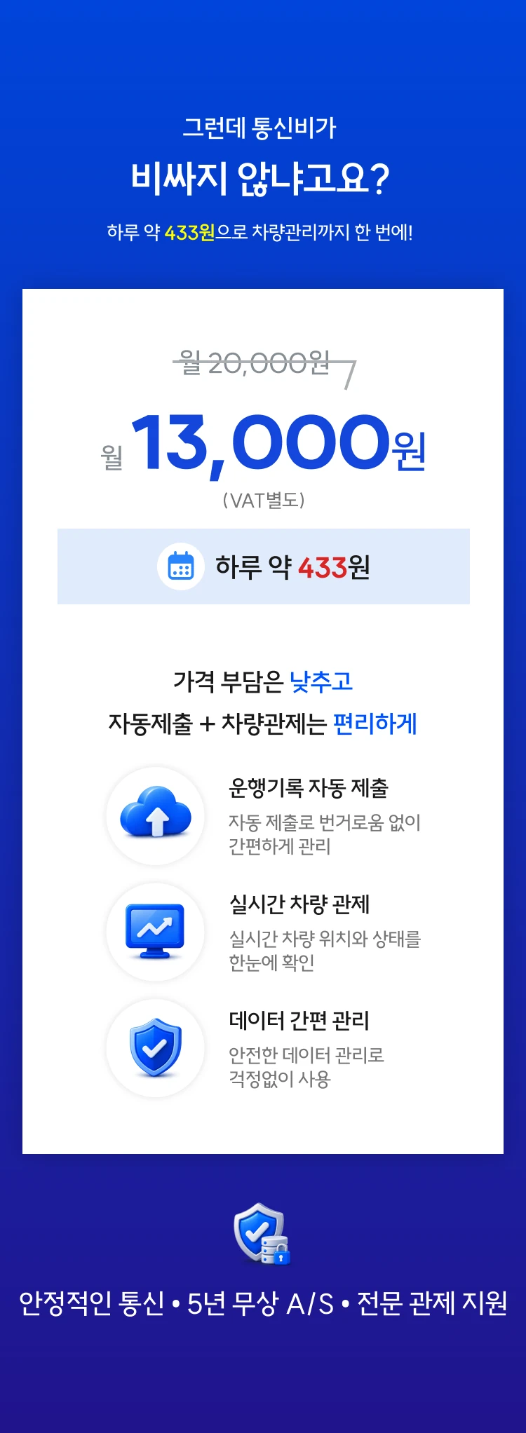 월 13,000원으로 자동 제출과 실시간 차량관제를 한 번에